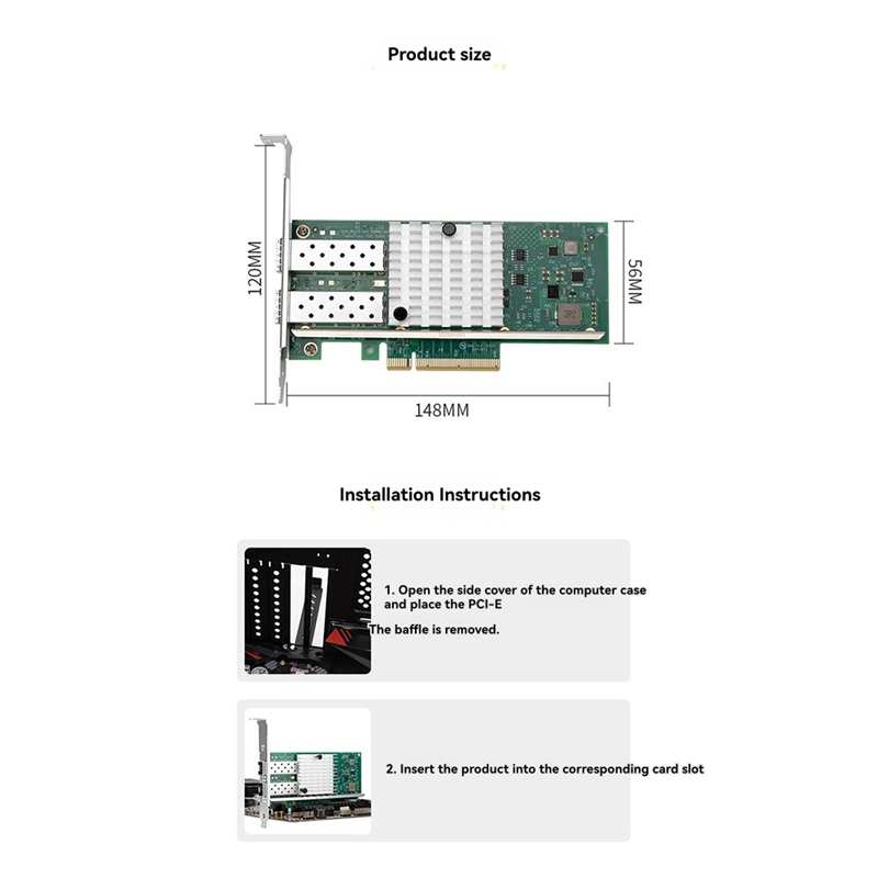10Gb Sfp+ Pcie Network Card Dual Port - X520-DA1 10Gb SFP+ dubbele poort netwerkkaart