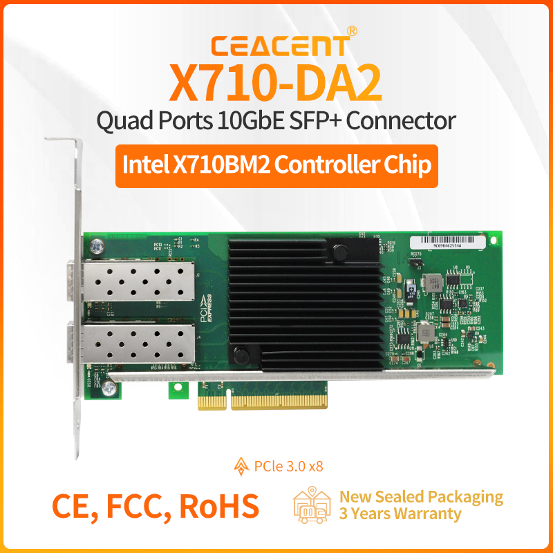 10Gb Sfp+ Pcie Network Card Dual Port - X710-DA2 Intel X710-BM2-chipset 10 Gb/s NIC