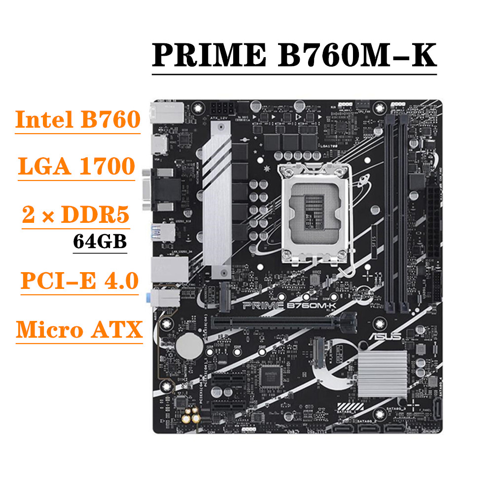 Lga 1700 Ddr5 Itx Motherboard - ASUS PRIME B760M-K moederbord, ondersteunt DDR5,