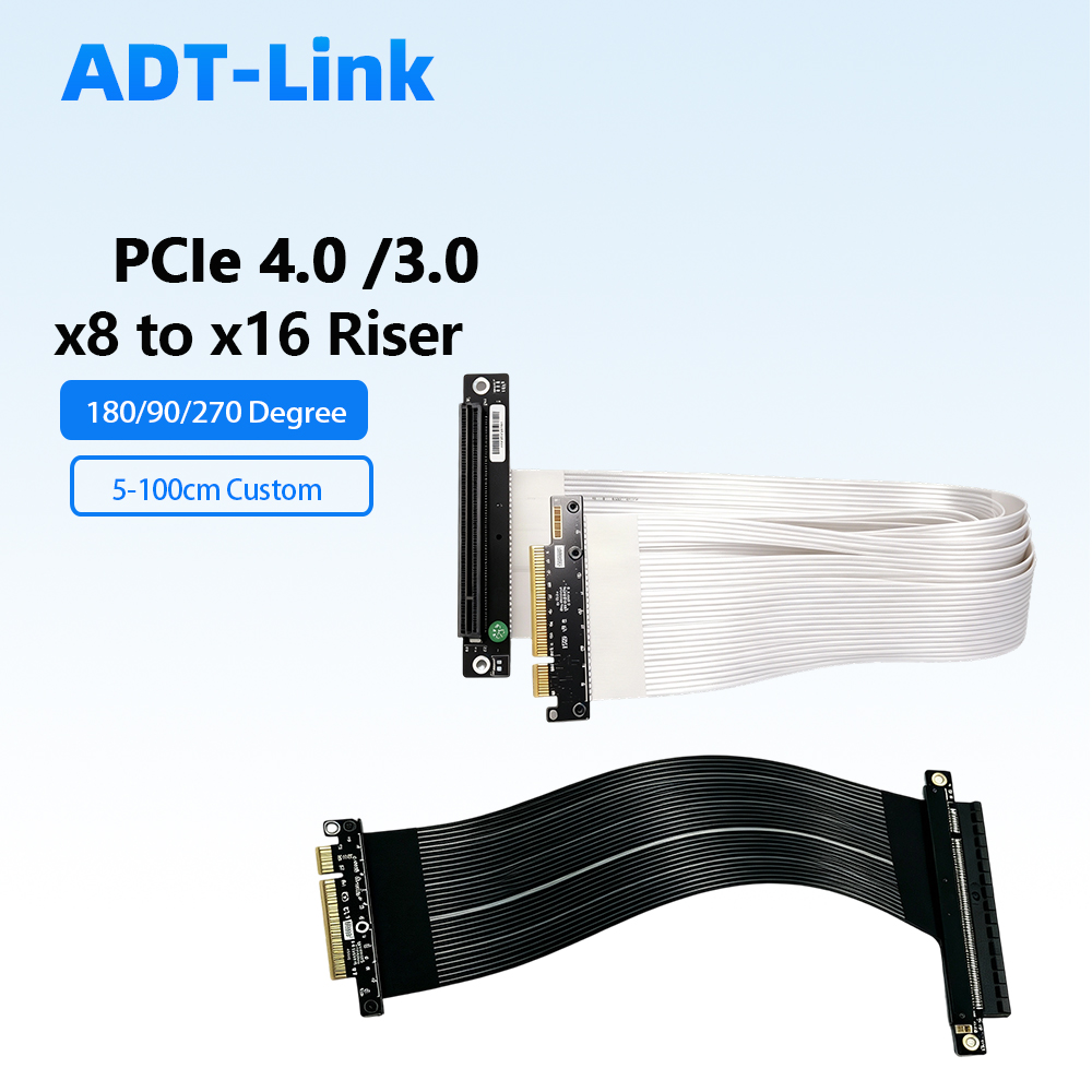 Pcie 4.0 X16 Riser Cable 90 Degree - ADT-Link PCIe 4.0/3.0 X8 naar X16