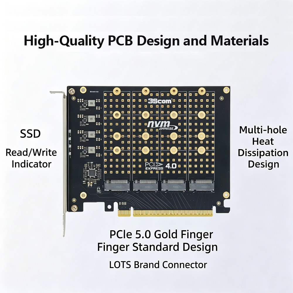 PCIe 4.0 X16 naar 4 NVMe M.2 S - Quad M.2 Nvme Pcie Bifurcation Card recensie en prijs