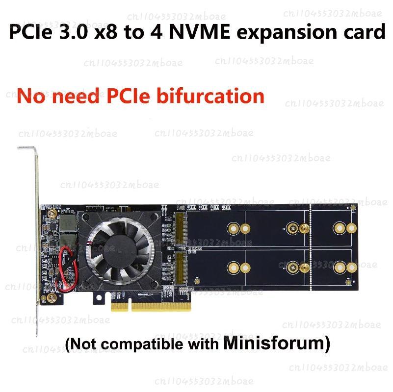 PEX8747 Chip PCIe 3.0 X8 Quad  - Quad M.2 Nvme Pcie Bifurcation Card recensie en prijs